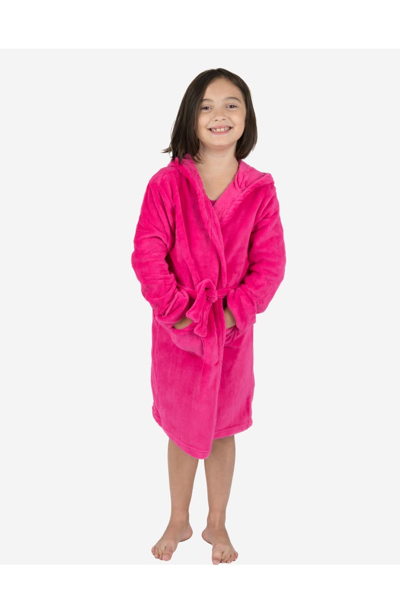 Leveret Kids Fleece Hooded Robe, Solid Colors, Main, color, Hot Pink