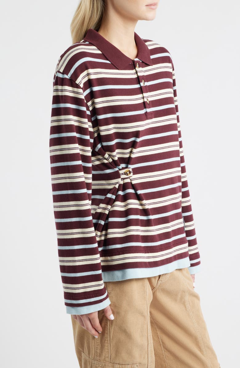 Damson Madder Noah Stripe Button Waist Rugby Top, Alternate, color, Chocolate/ Blue