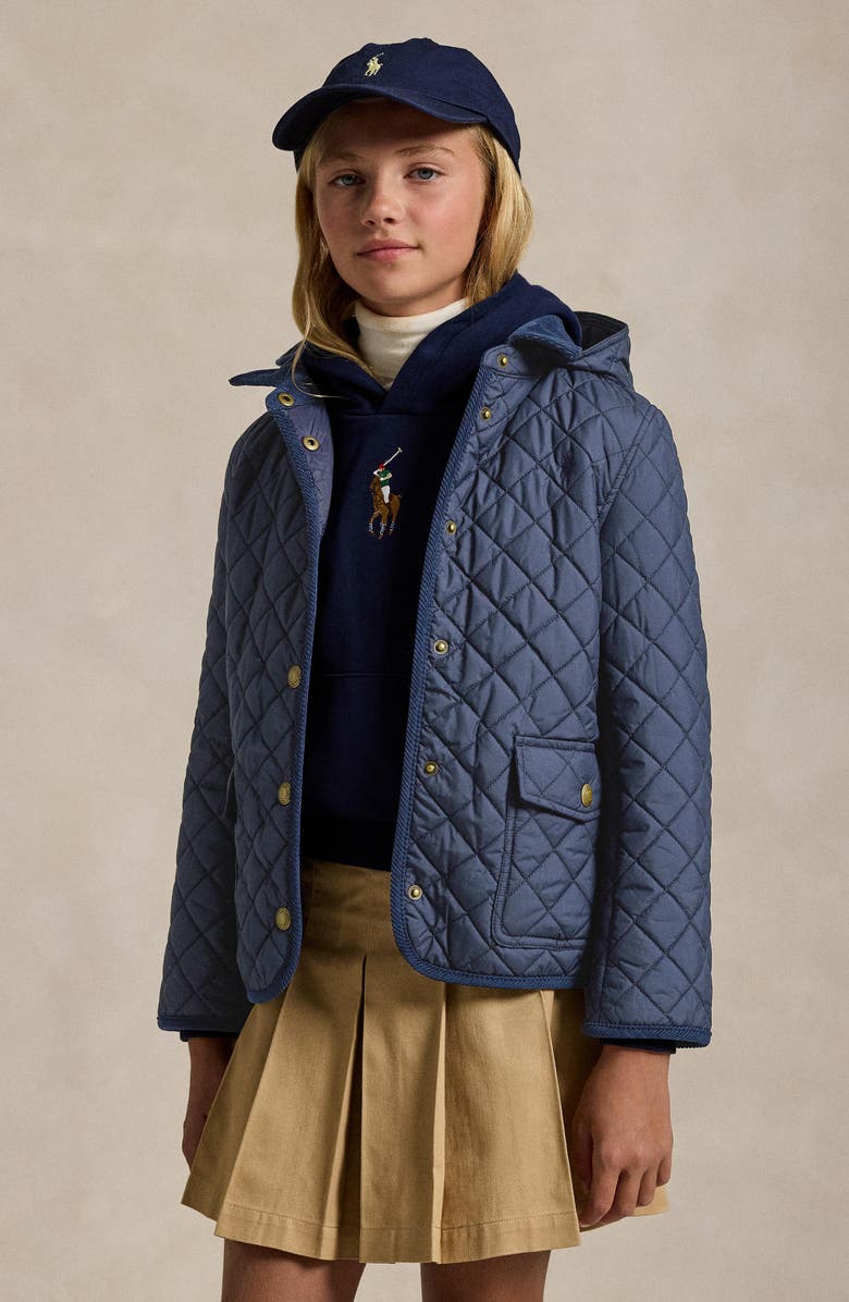 Polo Ralph Lauren Kids' Audrey Quilted Jacket with Removable Hood, Alternate, color, Newport Navy