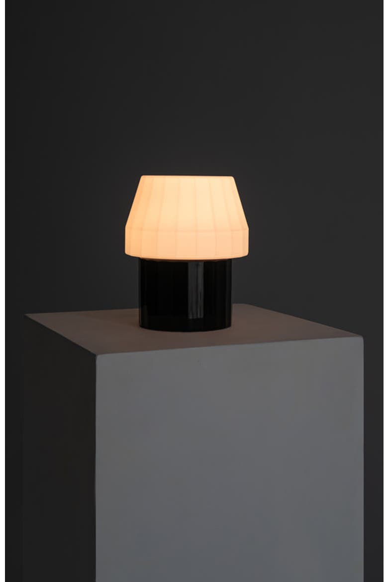 Duke 9" Modern Ceramic LED Desk Lamp with Glossy Black Base and White Shade, Bulb Included, Alternate, color, Classic black