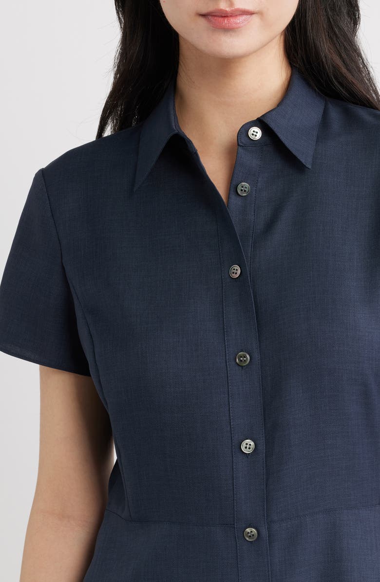 Theory City Fit & Flare Midi Shirtdress, Alternate, color, Nocturne Navy