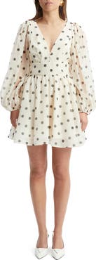 Bardot Eva Polka Dot Long Sleeve Minidress | Nordstrom