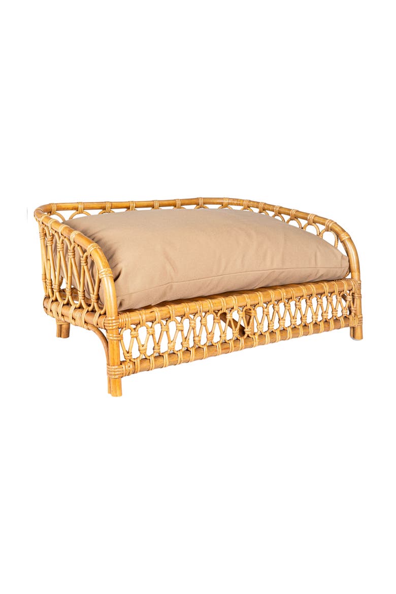 Elevate Handwoven Rattan Pet Daybed with Machine-Washable Cushion, Alternate, color, Natural