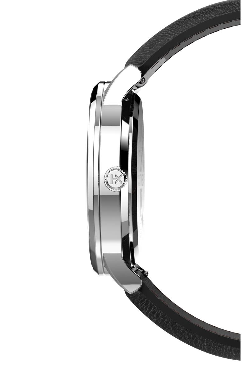 Waterbury Classic Leather Strap Watch, 40mm, Alternate, color, BLACK