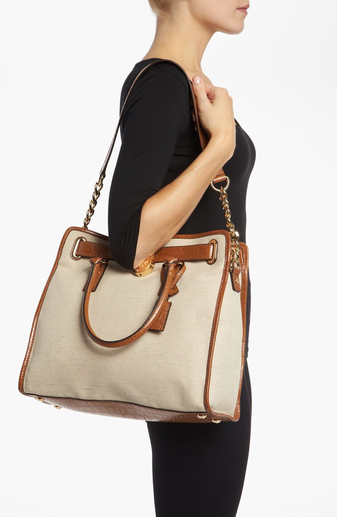 MICHAEL Michael Kors 'Hamilton - Large' Canvas Tote, Alternate, color, 