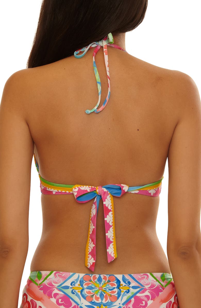 Becca Mijas Halter Bikini Top, Alternate, color, Pink Multi