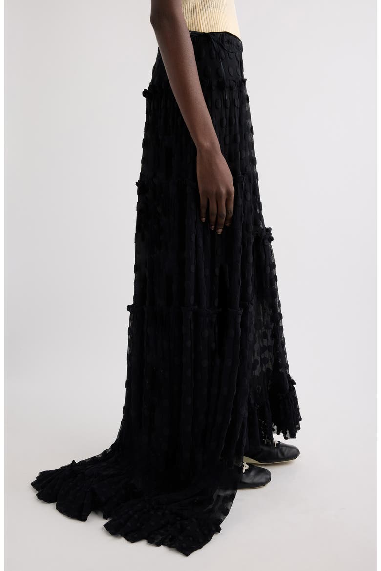 Sunia Washed Silk Mousseline Asymmetric Maxi Skirt, Alternate, color, BLACK