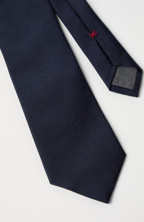 Brunello Cucinelli Silk Twill Tie In Navy Blue