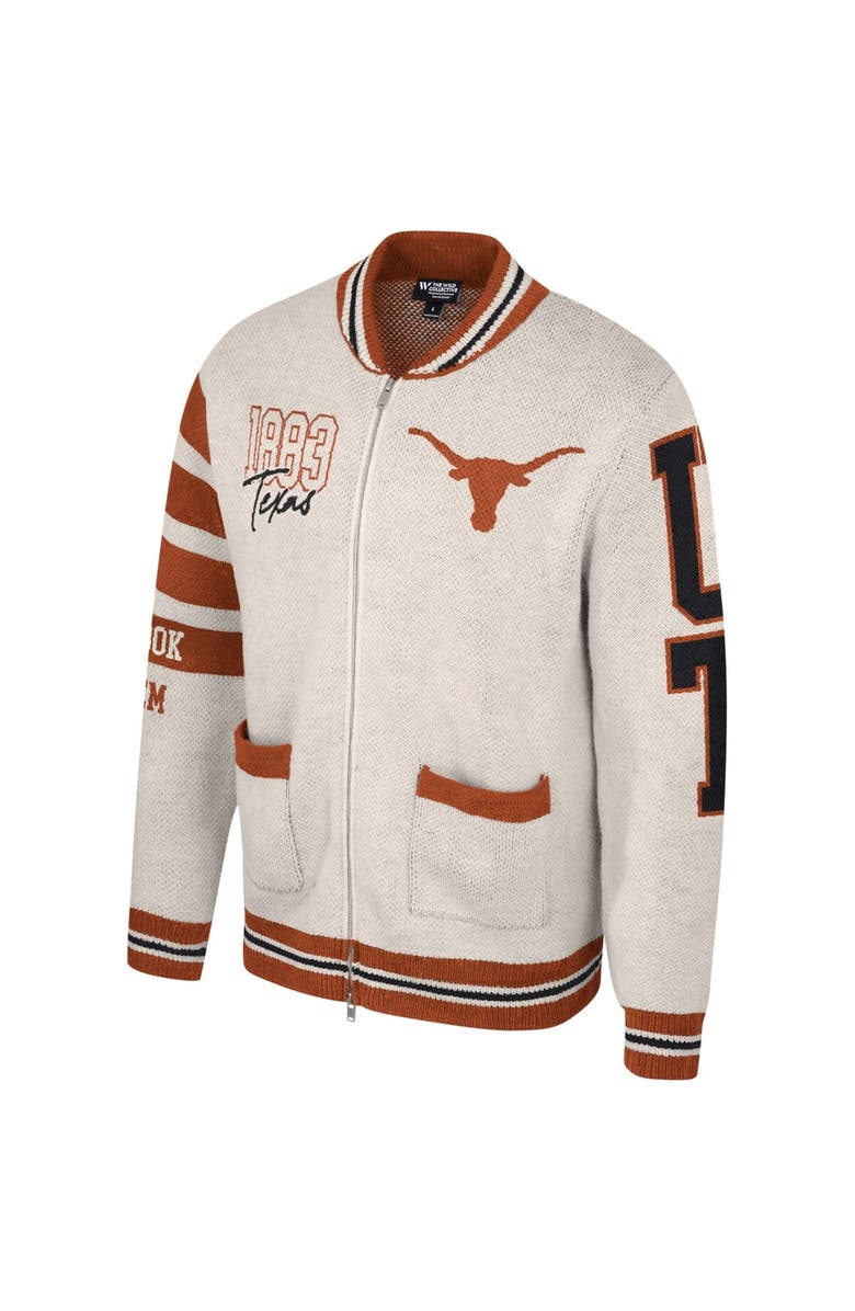 THE WILD COLLECTIVE Unisex The Wild Collective Cream Texas Longhorns Jacquard Full-Zip Sweater, Alternate, color, Cream
