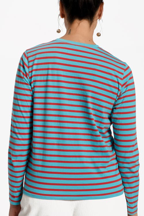 FRANCES VALENTINE FRANCES VALENTINE LONG SLEEVE STRIPED TEE SHIRT STRIPE 100% PIMA COTTON