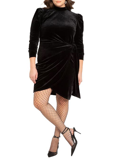 Velvet Mini Dress with Wrap Skirt