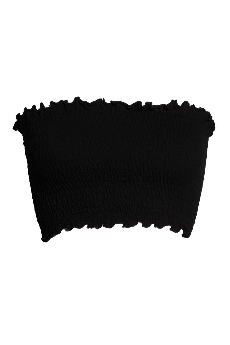 Smocked Tube Top, Alternate, color, BLACK