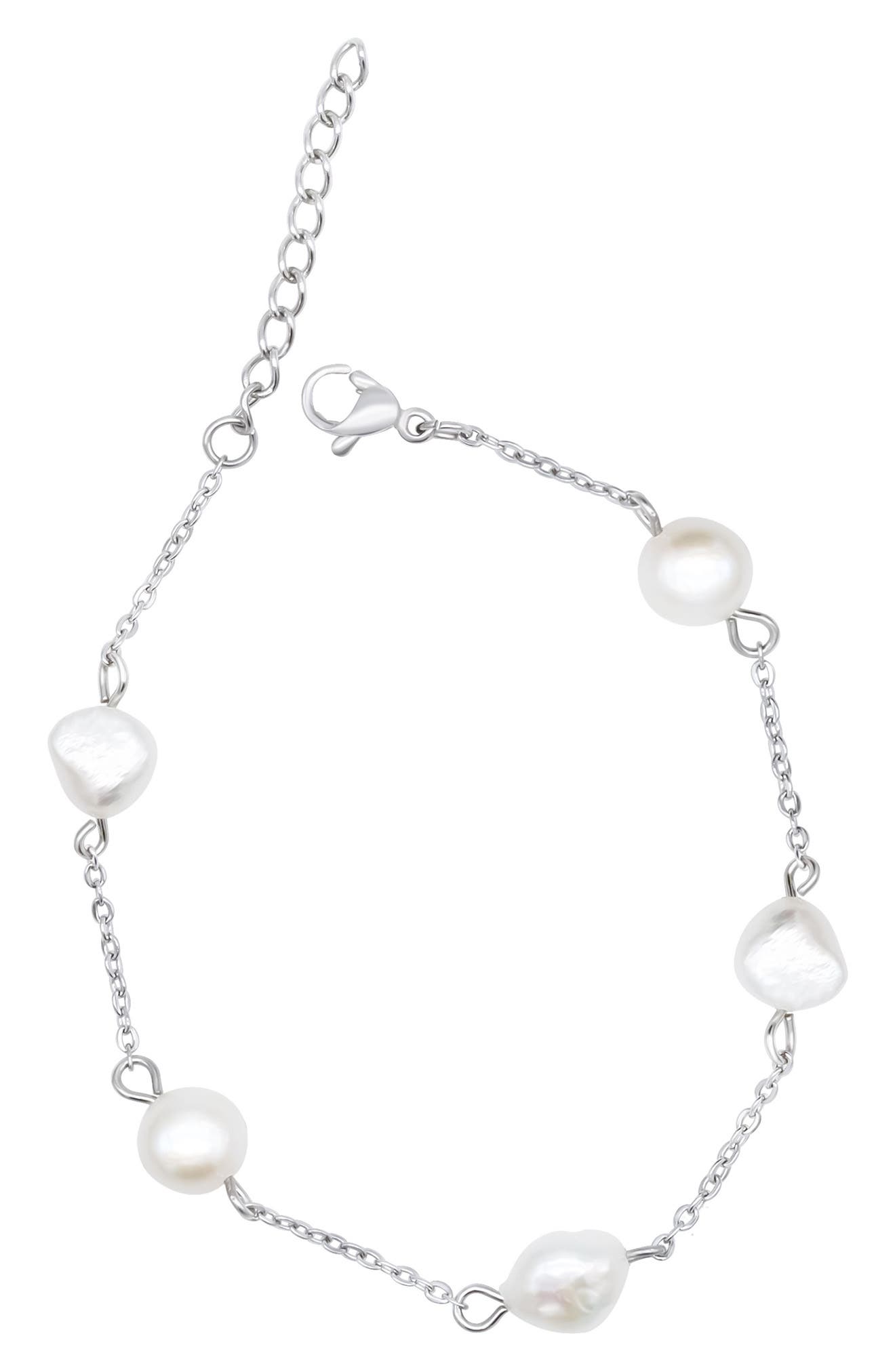Adornia Freshwater Pearl Water Resistant Station Bracelet