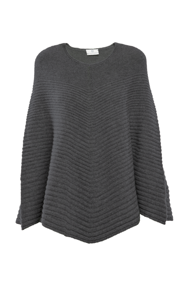 Monticelli Cashmere Pure Cashmere Ribbed Knit Poncho, Alternate, color, Charcoal