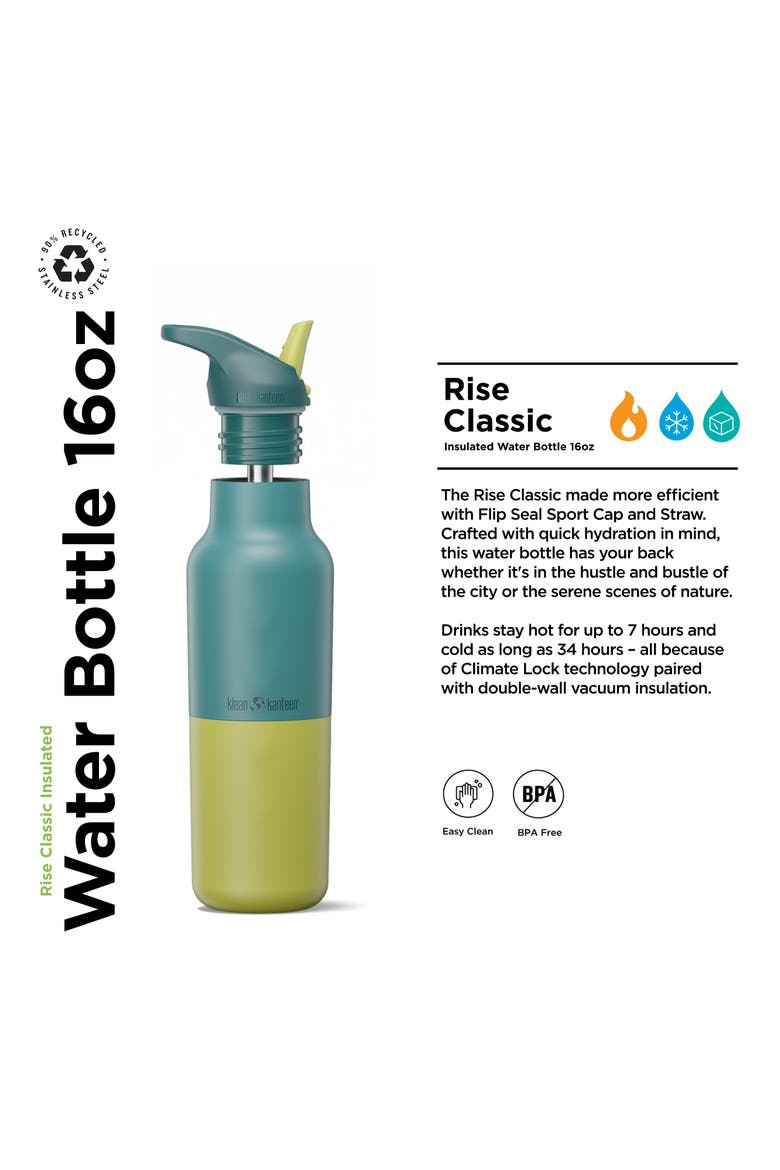 16oz Rise Classic Insulated Water Bottle with Flip Seal Sport Cap and Straw, Alternate, color, Brittany