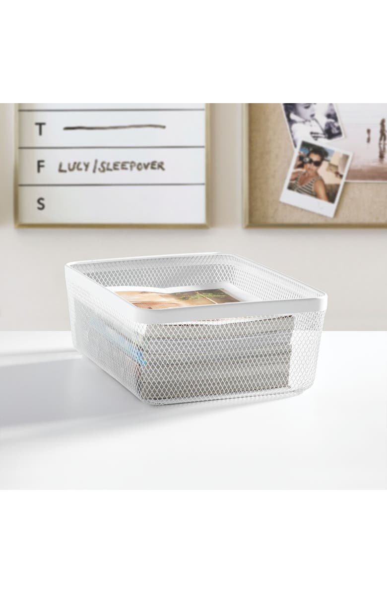 mDesign Metal Mesh Pantry Basket for Kitchen Organization and Storage - Set of 2 - White, Alternate, color, White