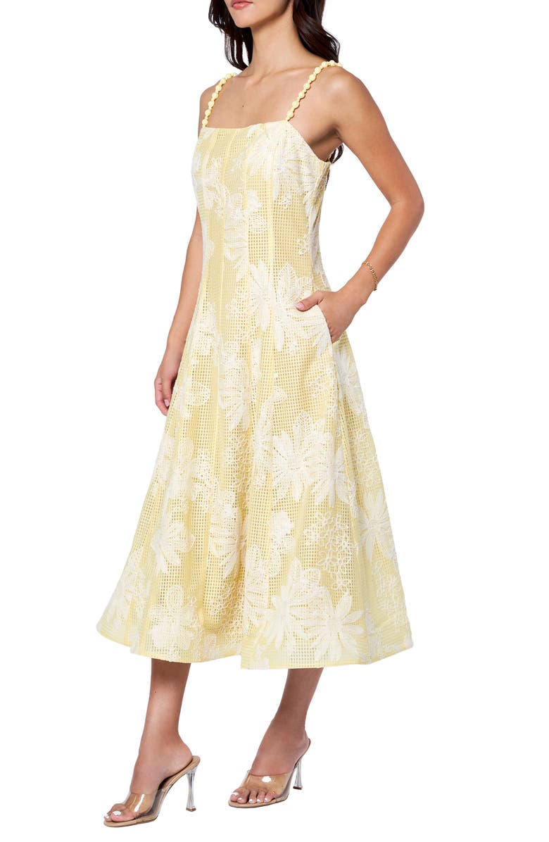 CIEBON Namie Floral Embroidered Sundress, Alternate, color, Yellow/ Cream