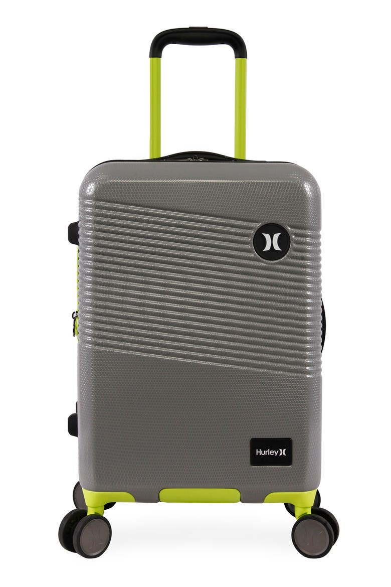 Looper 21" Hardshell Spinner Suitcase, Main, color, LIGHT GREY / NEON