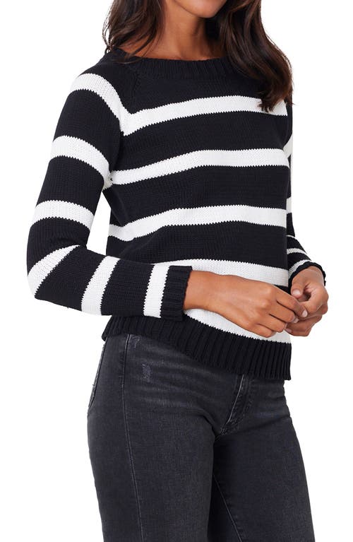 Paneros Clothing Sloane Stripe Cotton Crewneck Sweater In Black Stripe