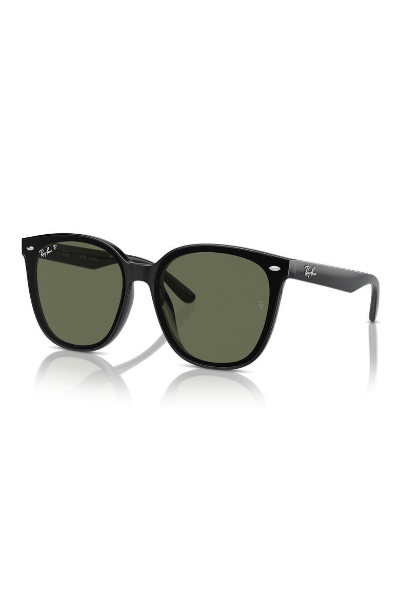 66mm Polarized Oversize Irregular Sunglasses, Alternate, color, BLACK