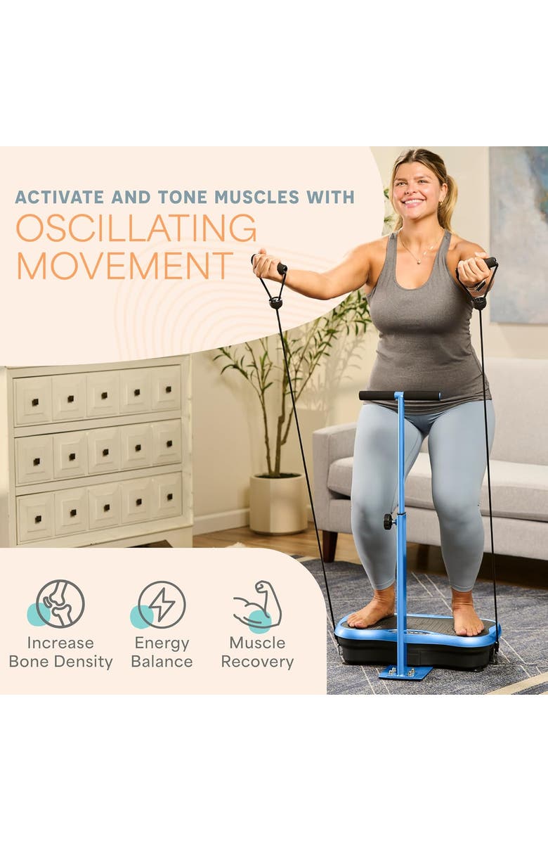 Lifepro TrimLite Vibration Plate Exercise Machine with Handlebars for Full Body Fitness, Alternate, color, Blue