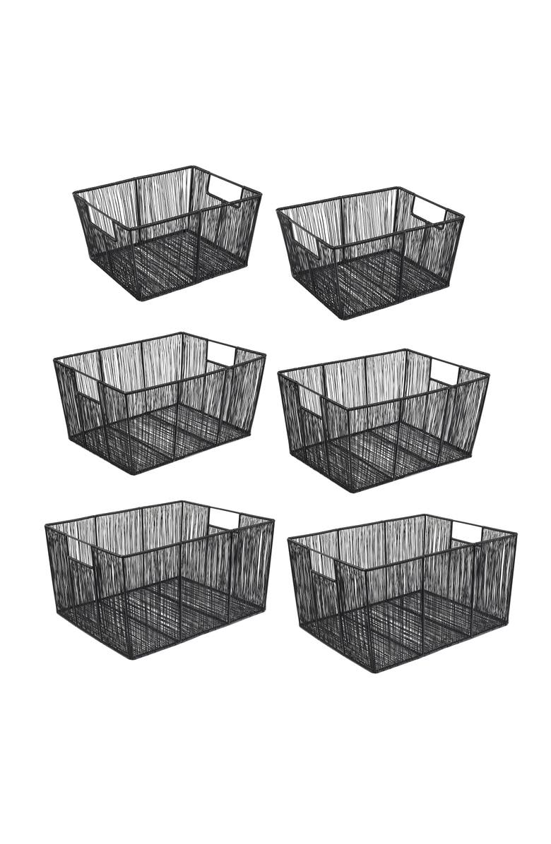 HAPPIMESS Sutton Modern Glam Handmade Wire Metal Nesting Storage Baskets, Main, color, Black