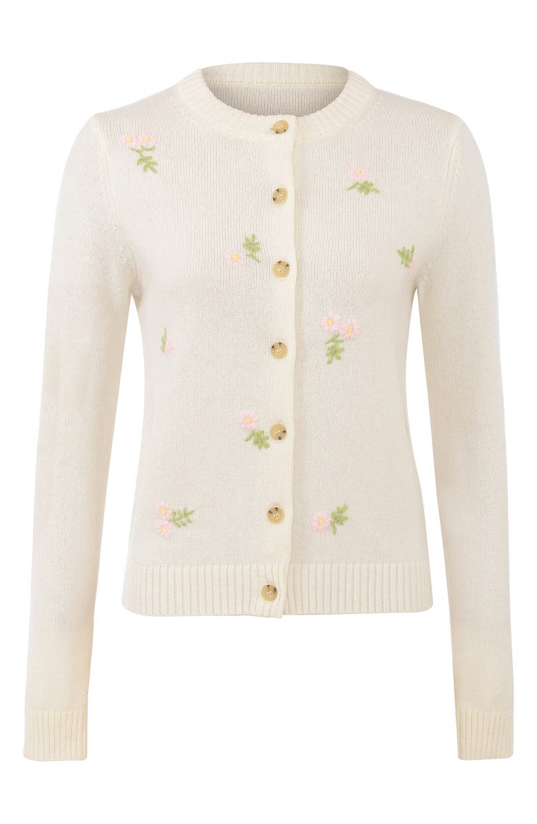 HOUSE OF CB Poppie Embroidered Wool & Cashmere Cardigan, Alternate, color, 