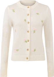 HOUSE OF CB Poppie Embroidered Wool & Cashmere Cardigan
