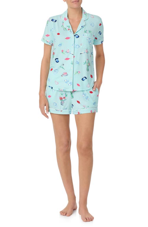 Shop Kate Spade New York Print Short Pajamas In Blue/print