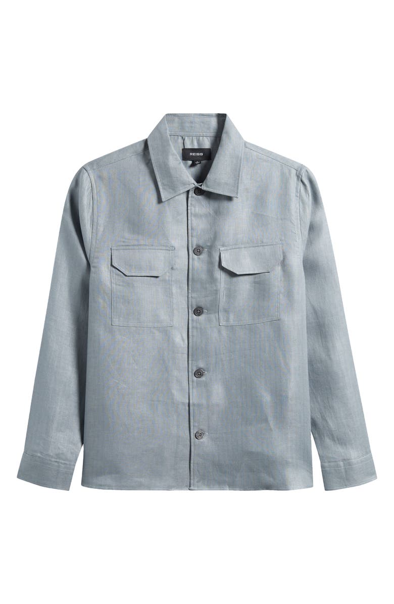 Reiss Polasio Linen Overshirt, Alternate, color, Teal Blue