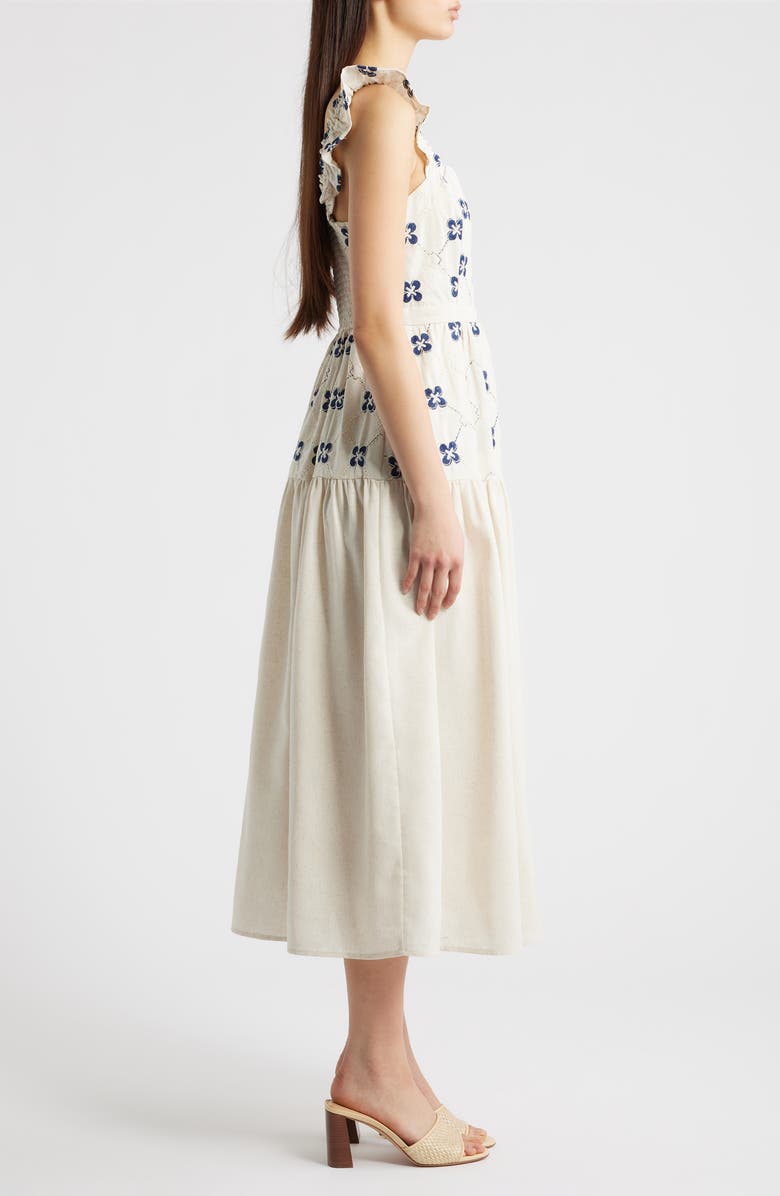 MOON RIVER Floral Embroidered Sundress, Alternate, color, Navy Multi