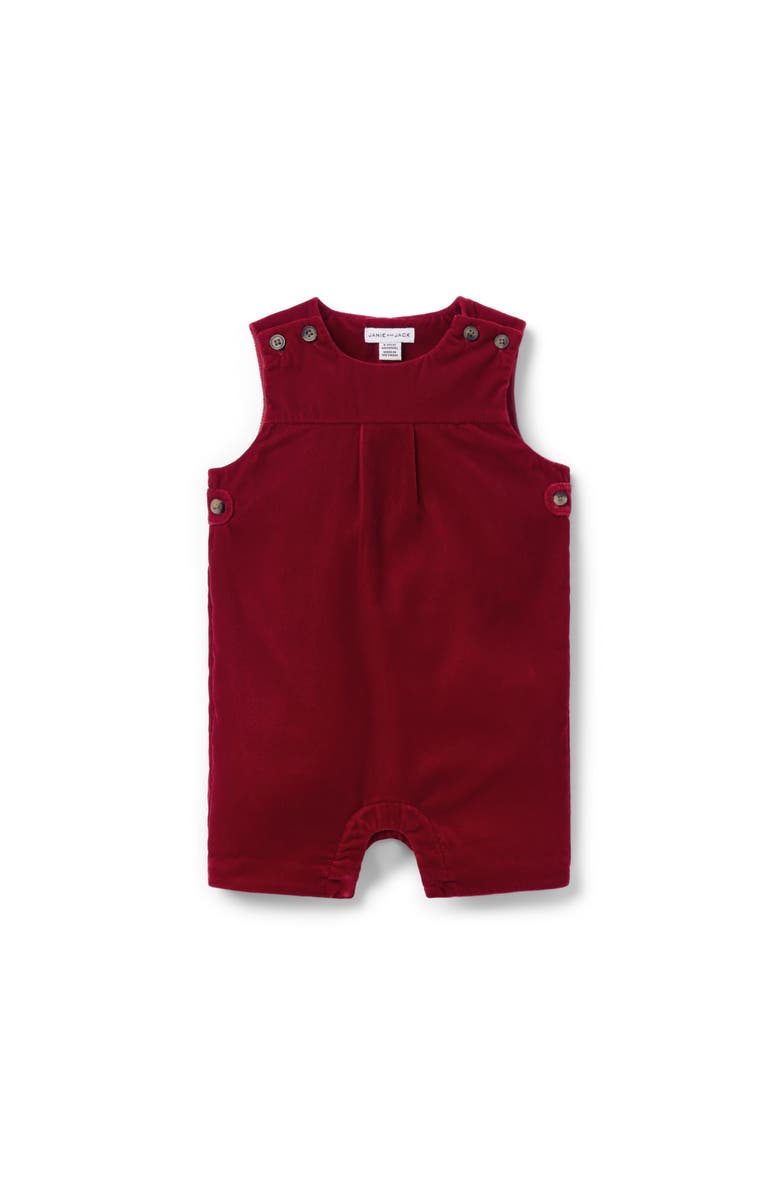 Janie and Jack The Holiday Velvet Baby Romper, Main, color, Red