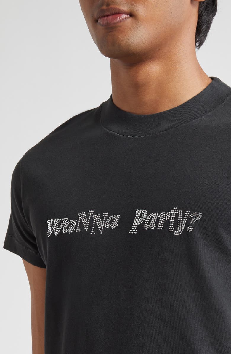 ERL Gender Inclusive Crystal Embellished Wanna Party T-Shirt, Alternate, color, Black