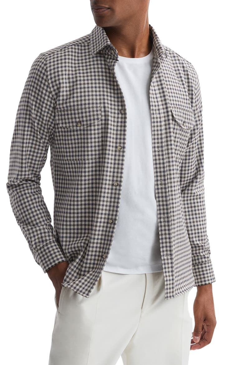 Tremont Check Brushed Button-Up Shirt, Main, color, CHOCOLATE MULTI