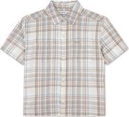 abercrombie kids Kids' Boxy Fit Plaid Short Sleeve Cotton Button-Up Shirt