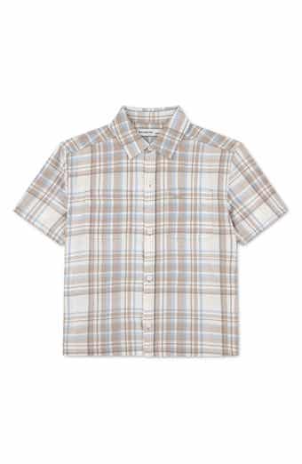 Kids' Boxy Fit Plaid Short Sleeve Cotton Button-Up Shirt