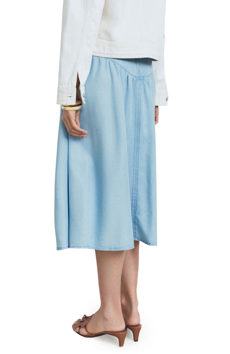 MANGO Gathered Denim Midi Skirt, Alternate, color, Medium Blue