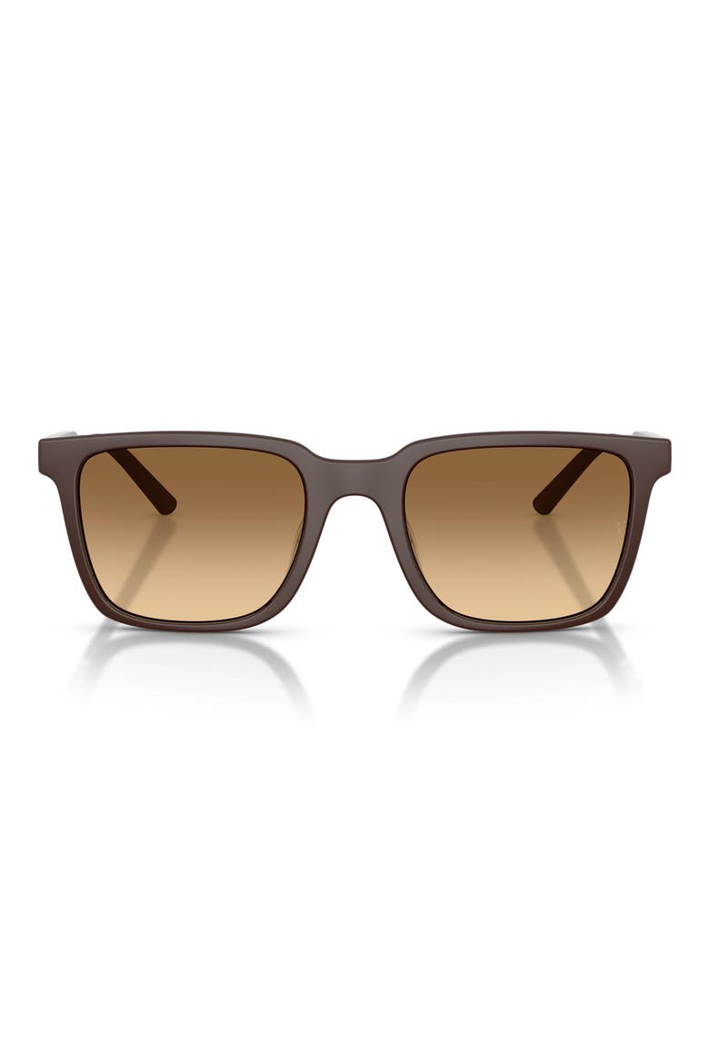 x Roger Federer Mr. Federer 55mm Polarized Rectangular Sunglasses, Main, color, BROWN / SADDLE GRADIENT