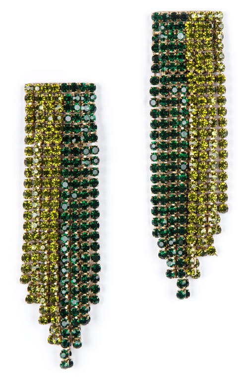 Deepa Gurnani Araya Crystal Linear Drop Earrings In Emerald