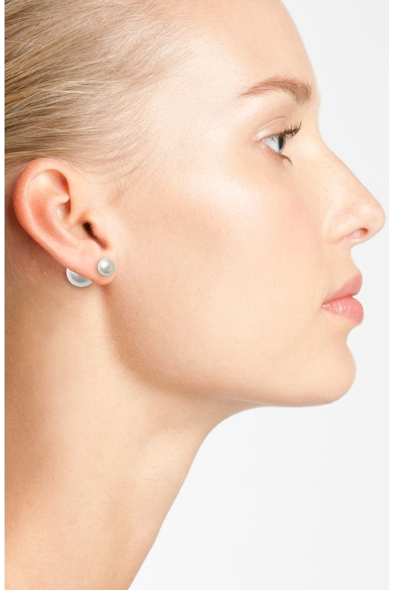 Imitation Pearl Double Stud Earrings, Alternate, color, CREAM