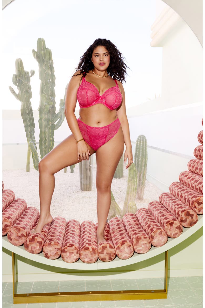 Darcie Full Figure Underwire Plunge Bra, Alternate, color, AZALEA