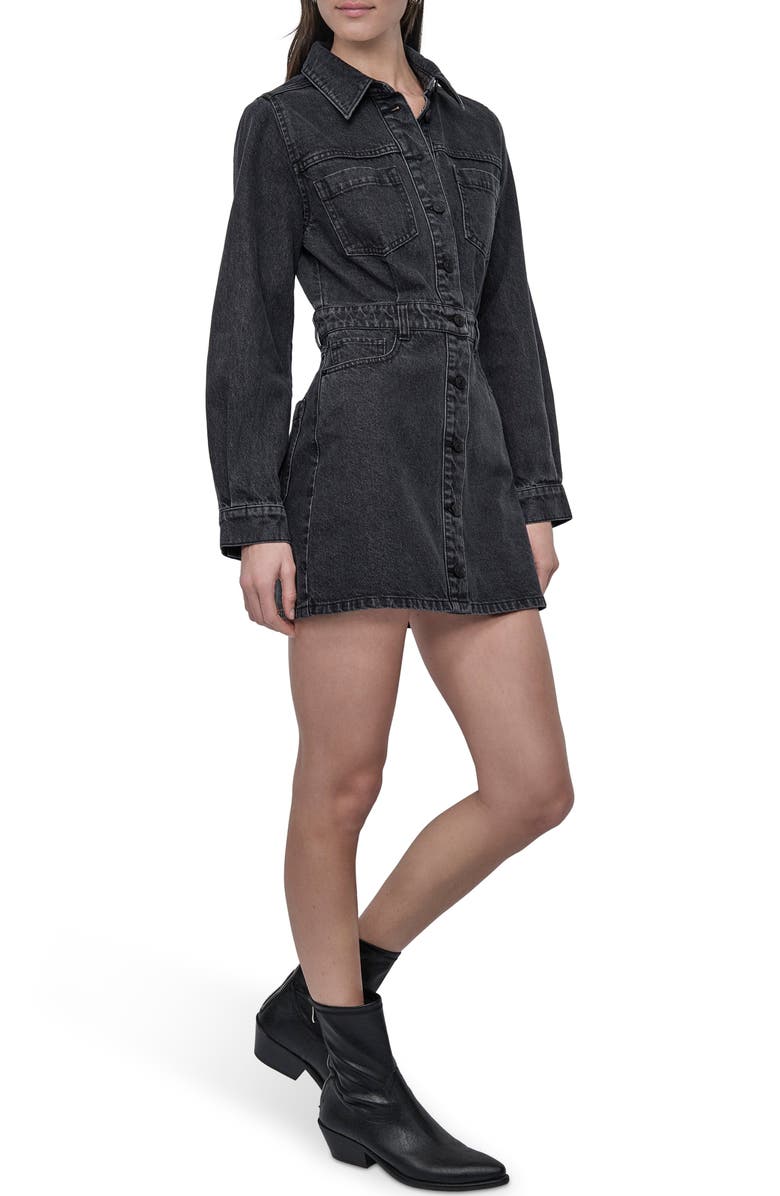 DKNY Jeans Long Sleeve Denim Shirtdress, Alternate, color, Amherst