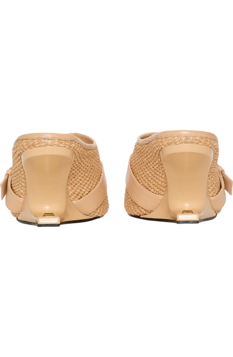 Balmain Anthem No Wedge mules in smooth leather and raffia, Alternate, color, Beige