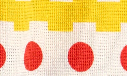 Bobo Choses Geometric Print Organic Cotton Waffle Knit Pants In White Multicolor