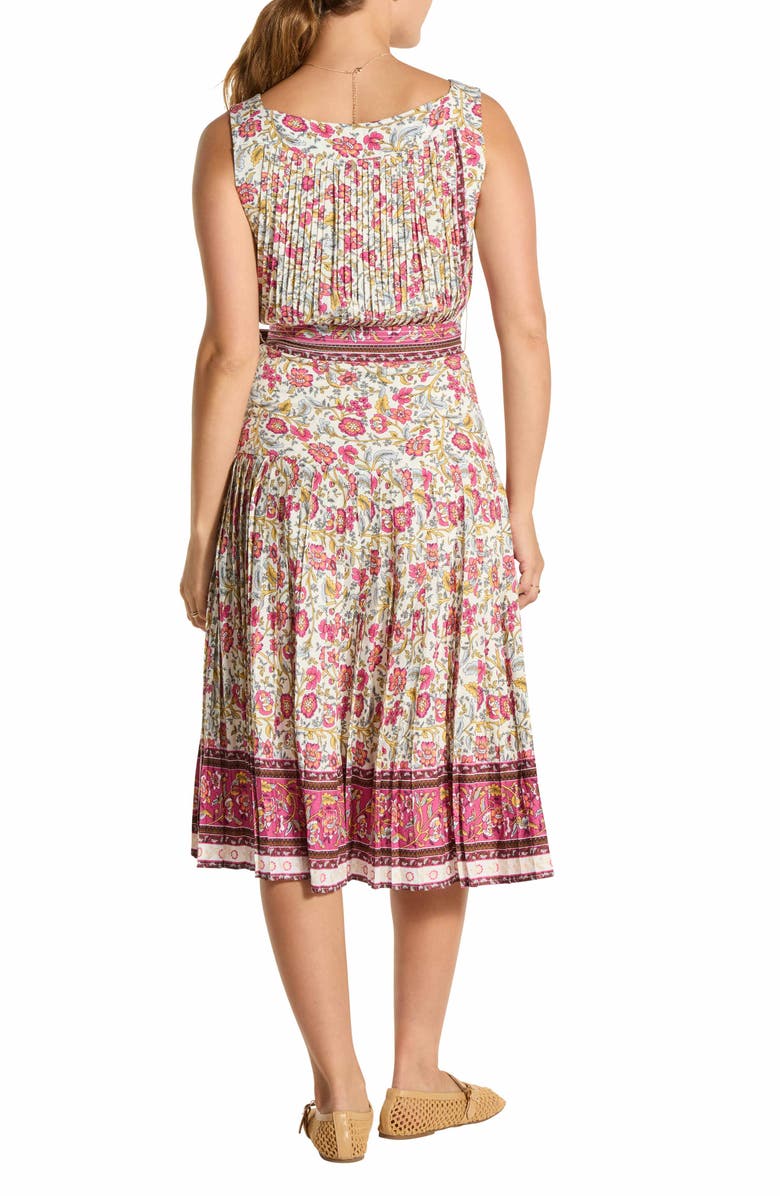 WISHLIST Buttoned Pleated Midi Dress, Alternate, color, White Floral