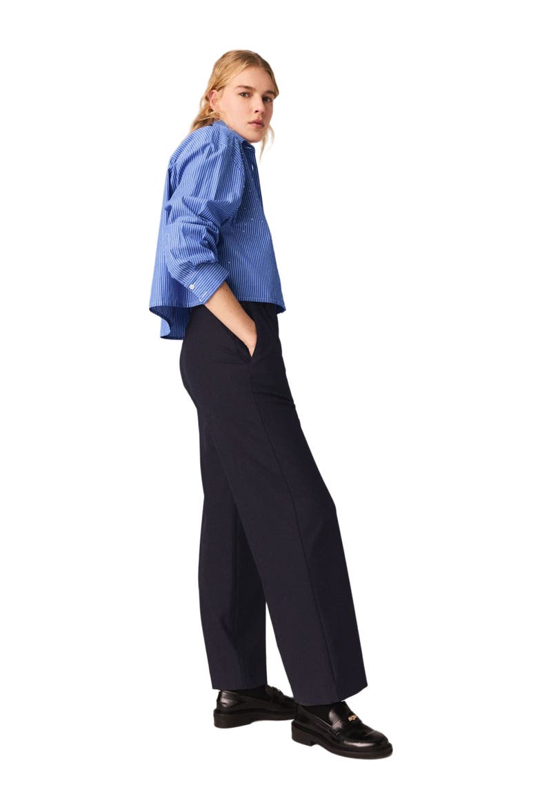 Wide-leg suit trousers, Alternate, color, Black