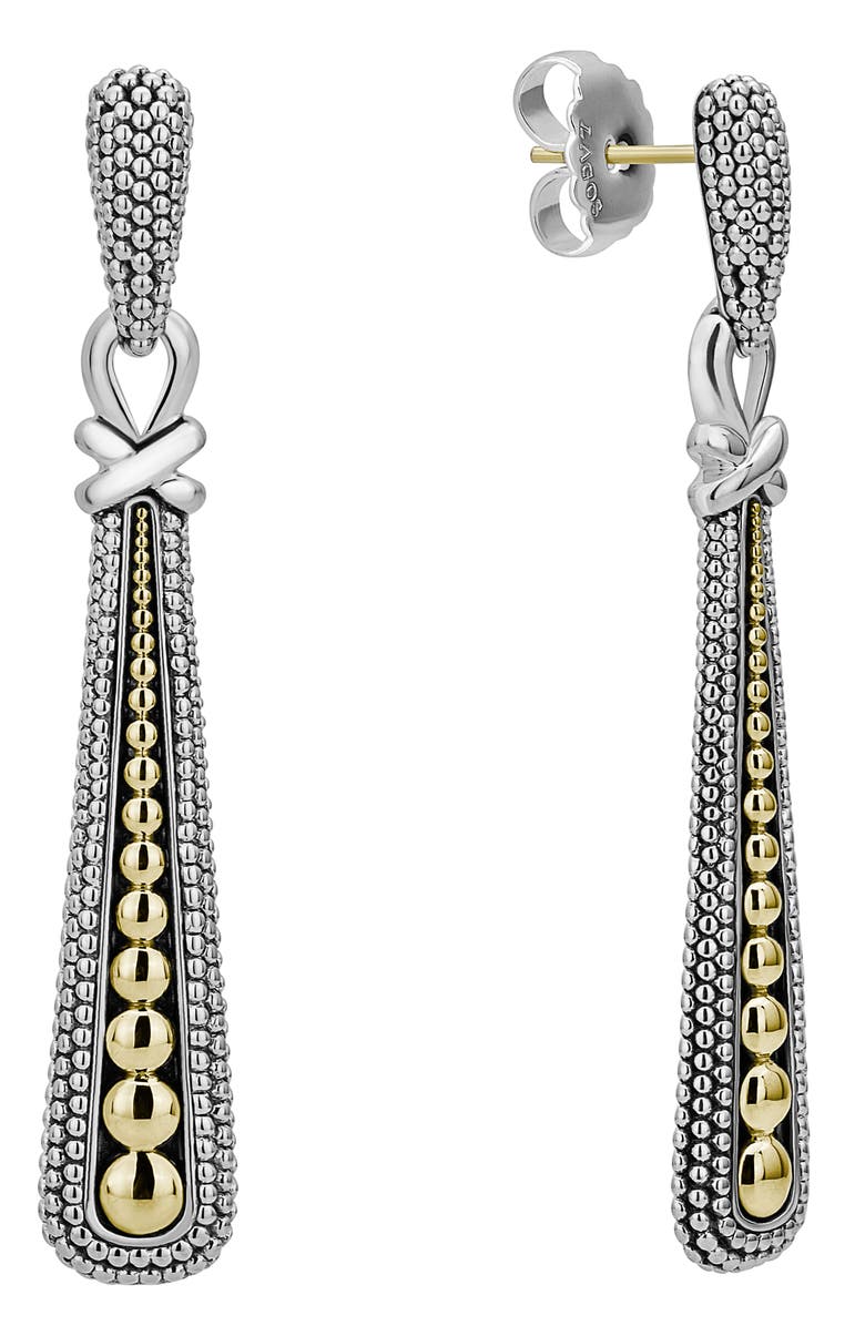 LAGOS Signature Caviar Mixed Metal Drop Earrings, Alternate, color,