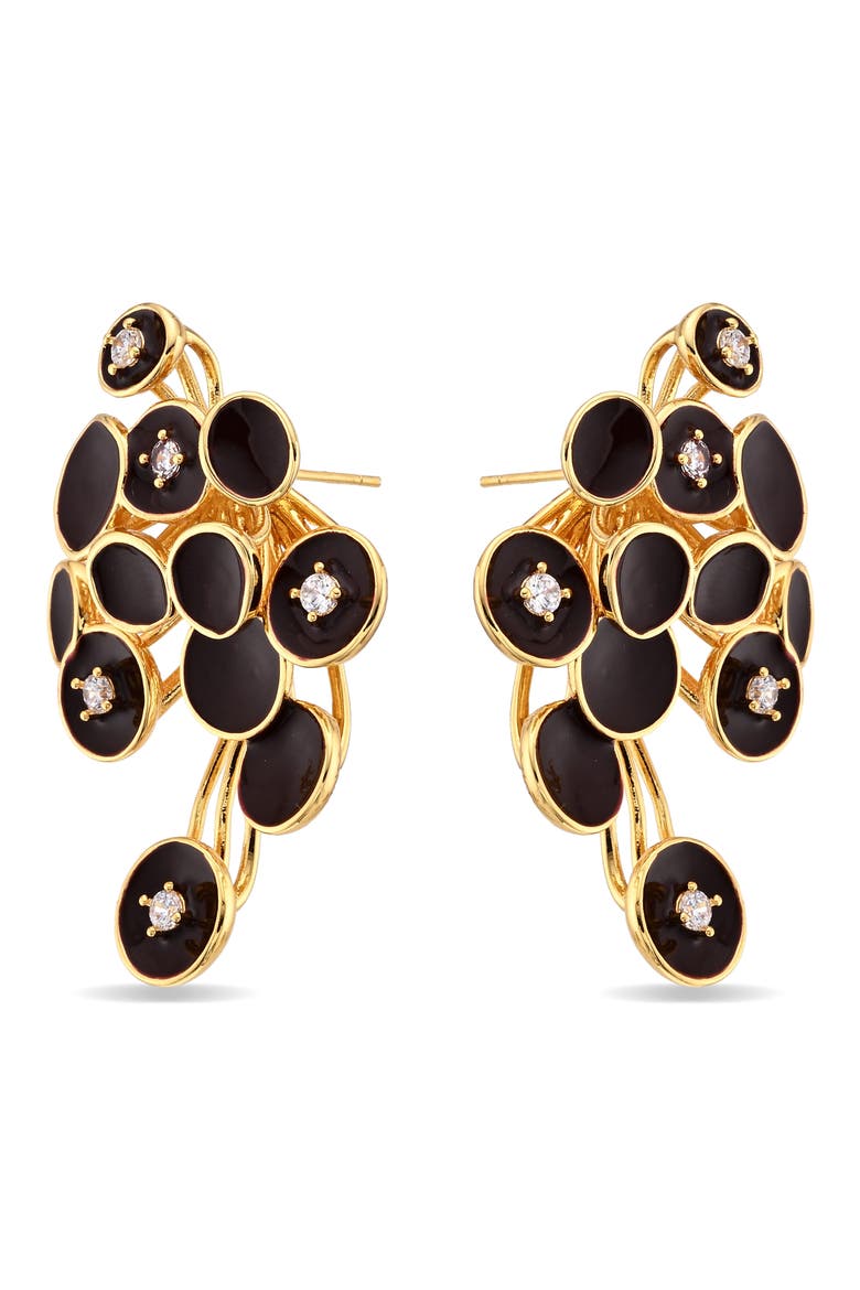 Amara Enamel & Cubic Zirconia Cluster Earrings, Alternate, color, GOLD