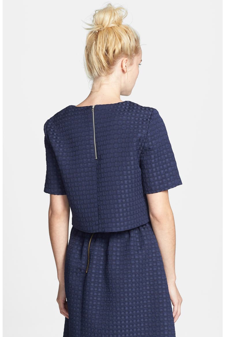 Textured Crop Top (Nordstrom Exclusive), Alternate, color, NAVY