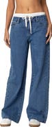 EDIKTED Drawstring Boxer Detail Nonstretch Wide Leg Jeans